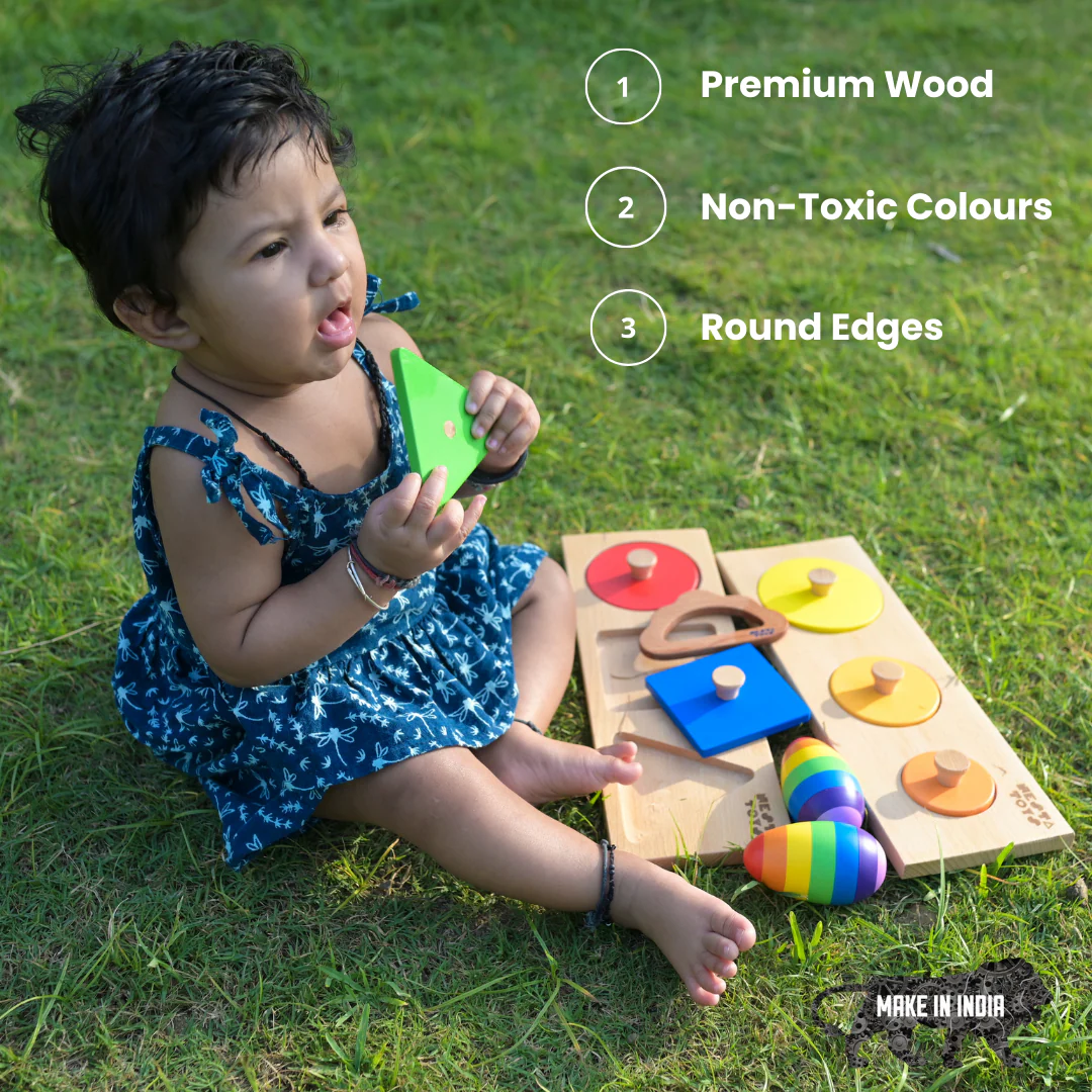 Wooden Dinosaur Blocks, Egg Shaker Rattle & Teether (6+ Months) - Image 6