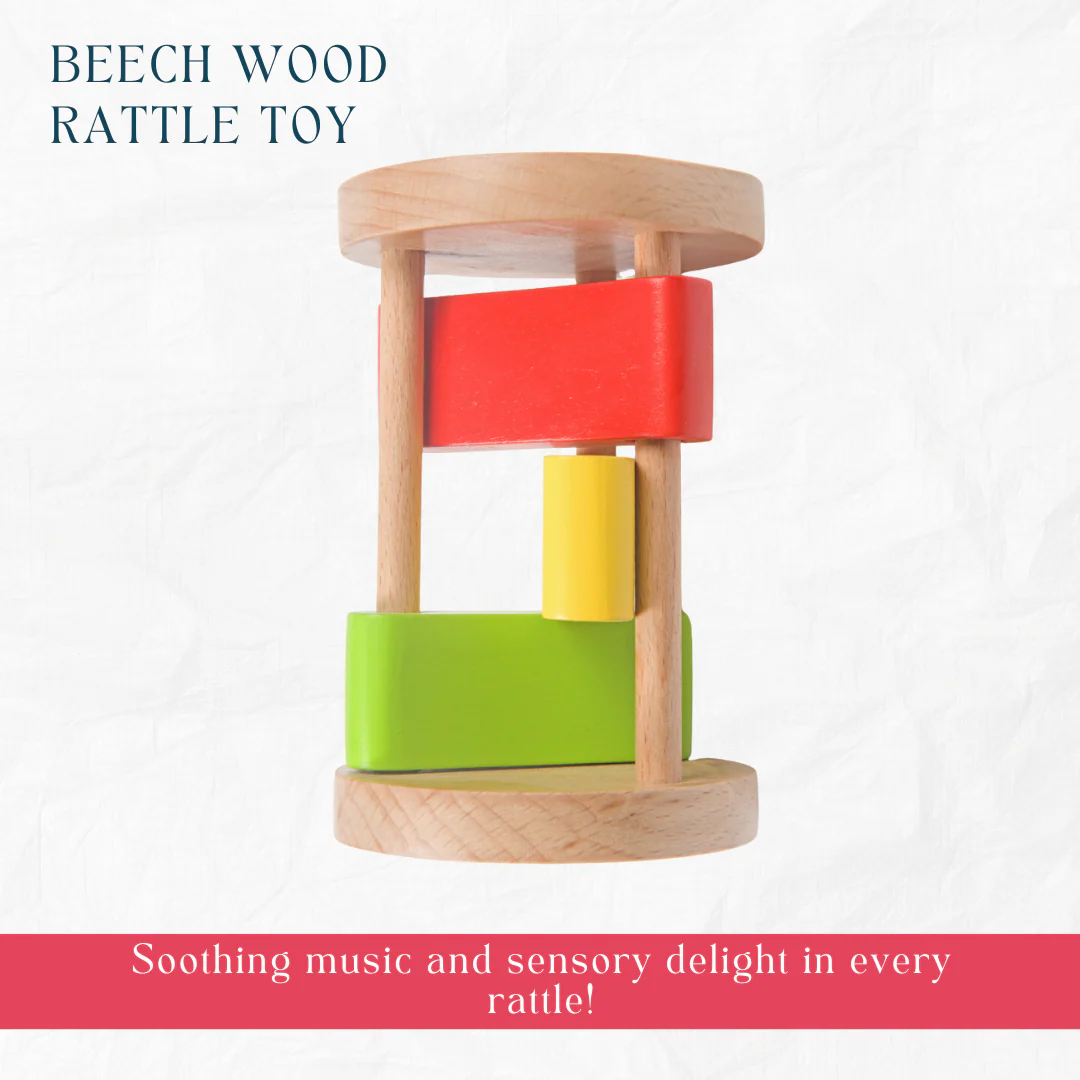 Newborn Gift Set – Wooden Skwish Rattle, Clacker Rattle & Elephant Teether - Image 5